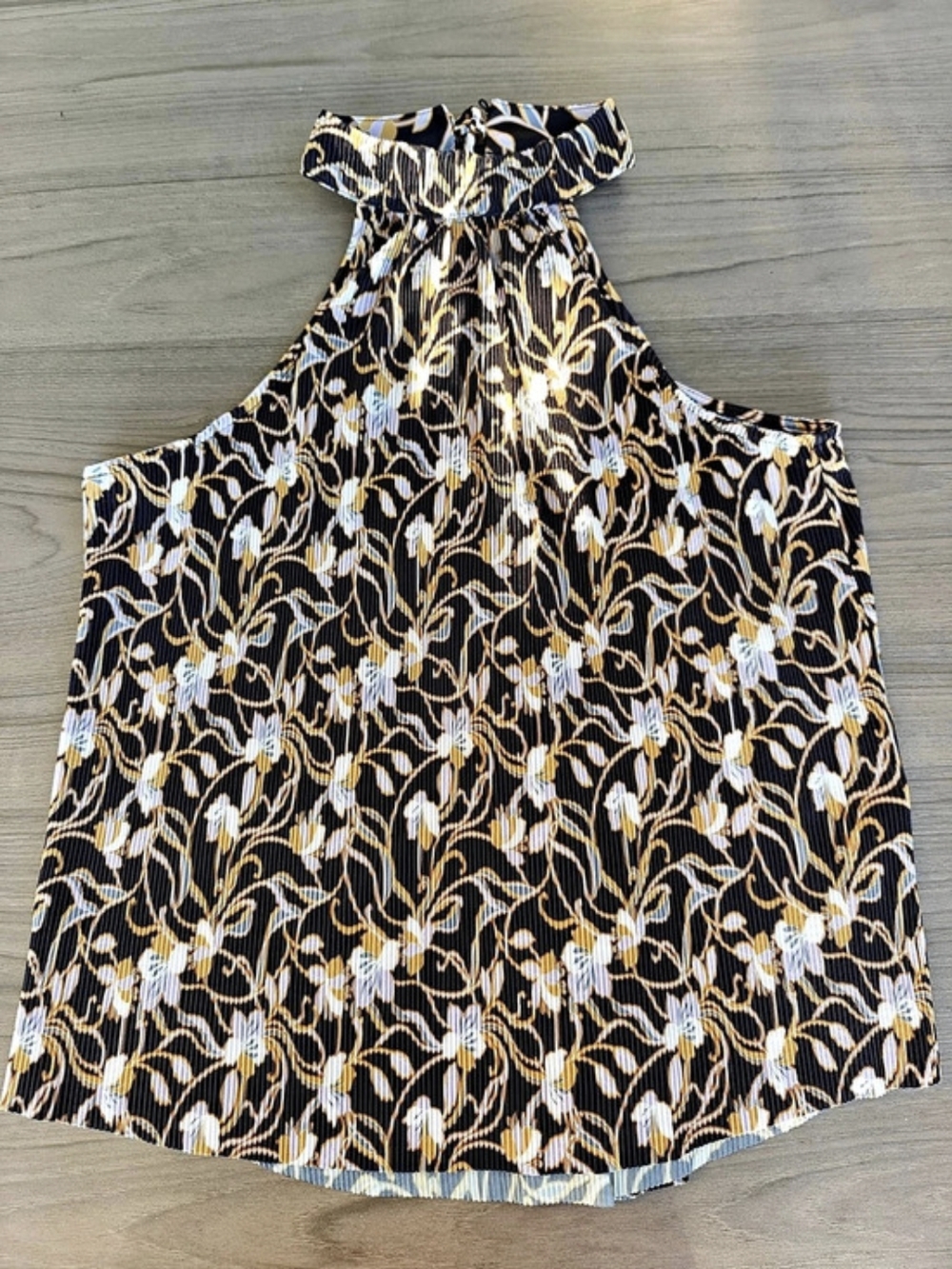 H Halton Floral Top in Navy and brown